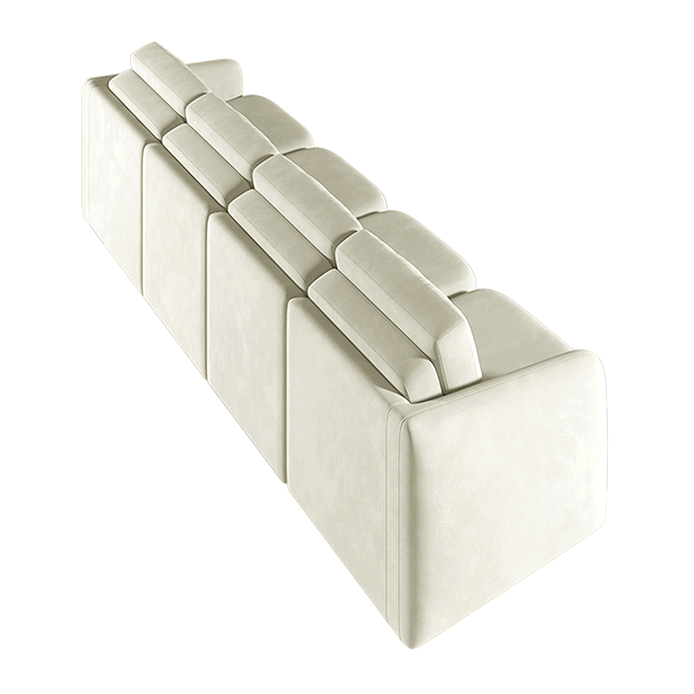 Sofá Cama Modulado Retrátil e Reclinável Decorativo Varsóvia 396cm Veludo Bege G33 - Gran Belo