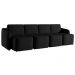 Sofá Cama Modulado Retrátil e Reclinável Decorativo Varsóvia 396cm Veludo Preto G33 - Gran Belo