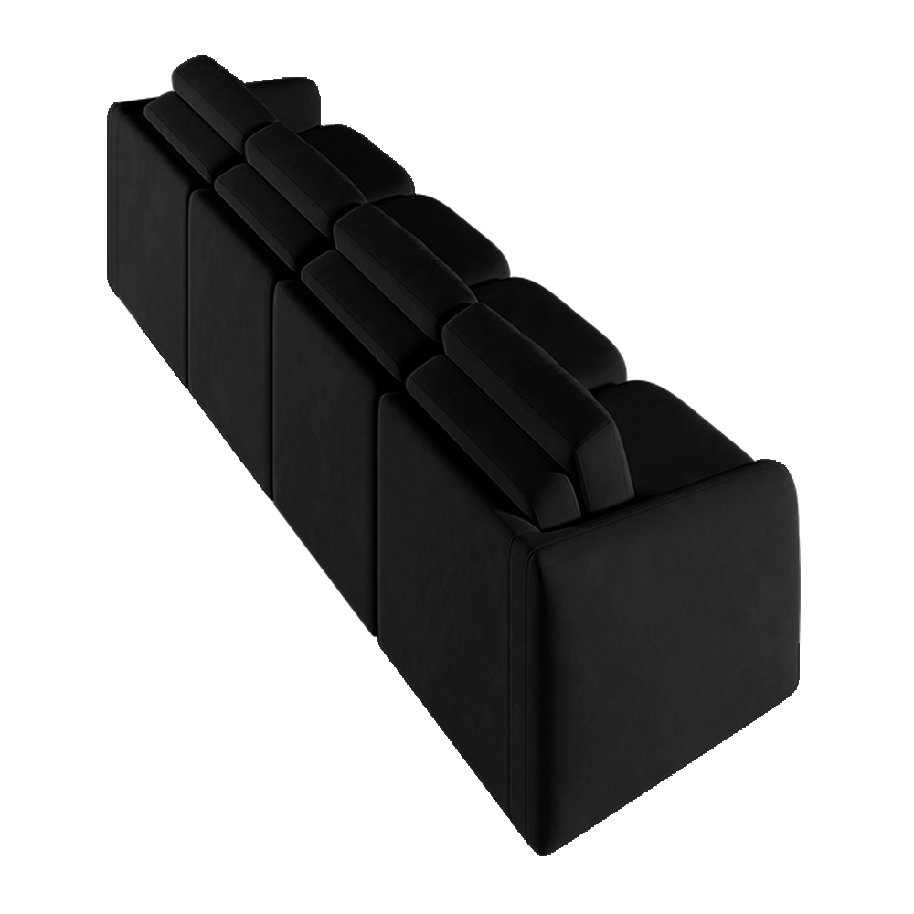Sofá Cama Modulado Retrátil e Reclinável Decorativo Varsóvia 396cm Veludo Preto G33 - Gran Belo