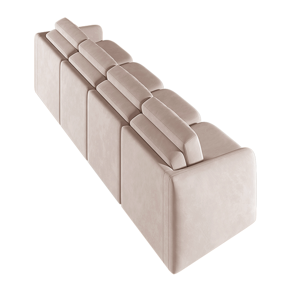 Sofá Cama Modulado Retrátil e Reclinável Decorativo Varsóvia 396cm Veludo Rosê G33 - Gran Belo
