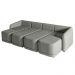 Sofá Cama Modulado Retrátil e Reclinável Decorativo Varsóvia 436cm Linho Cinza Chumbo G33 - Gran Belo