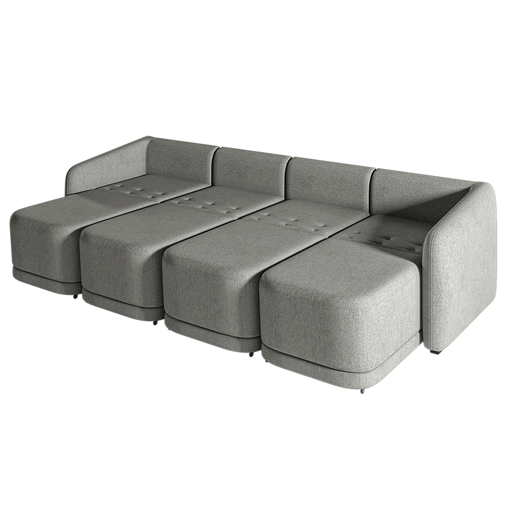 Sofá Cama Modulado Retrátil e Reclinável Decorativo Varsóvia 436cm Linho Cinza Chumbo G33 - Gran Belo