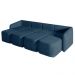 Sofá Cama Modulado Retrátil e Reclinável Decorativo Varsóvia 436cm Veludo Azul Marinho G33 - Gran Belo