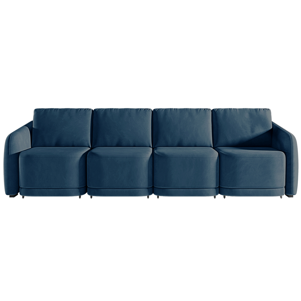 Sofá Cama Modulado Retrátil e Reclinável Decorativo Varsóvia 436cm Veludo Azul Marinho G33 - Gran Belo