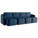 Sofá Cama Modulado Retrátil e Reclinável Decorativo Varsóvia 436cm Veludo Azul Marinho G33 - Gran Belo