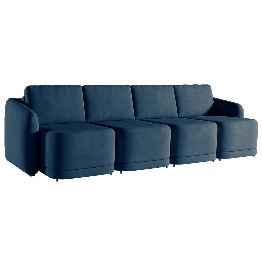 Sofá Cama Modulado Retrátil e Reclinável Decorativo Varsóvia 436cm Veludo Azul Marinho G33 - Gran Belo