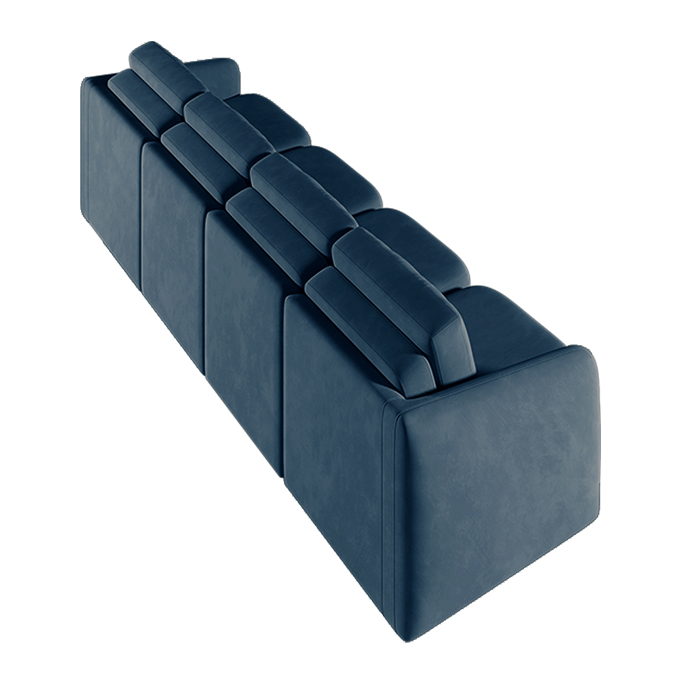 Sofá Cama Modulado Retrátil e Reclinável Decorativo Varsóvia 436cm Veludo Azul Marinho G33 - Gran Belo
