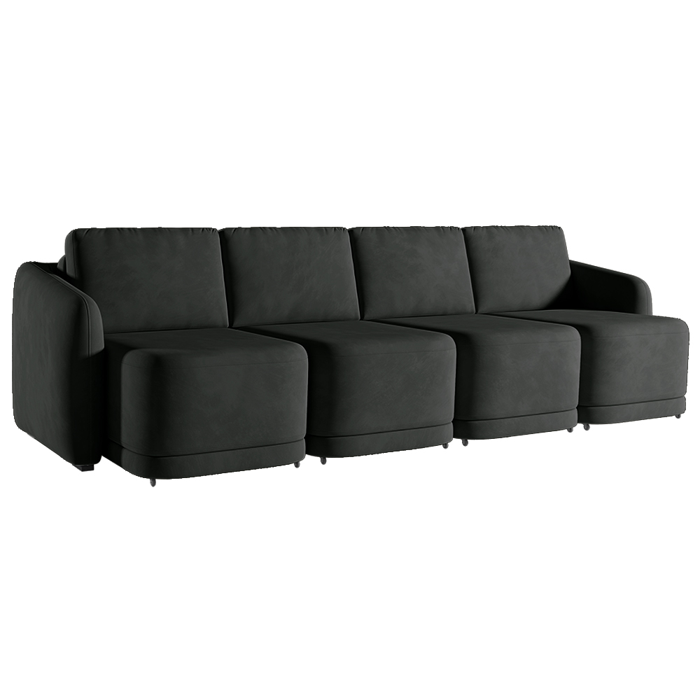 Sofá Cama Modulado Retrátil e Reclinável Decorativo Varsóvia 436cm Veludo Cinza Chumbo G33 - Gran Belo