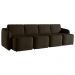 Sofá Cama Modulado Retrátil e Reclinável Decorativo Varsóvia 436cm Veludo Marrom G33 - Gran Belo