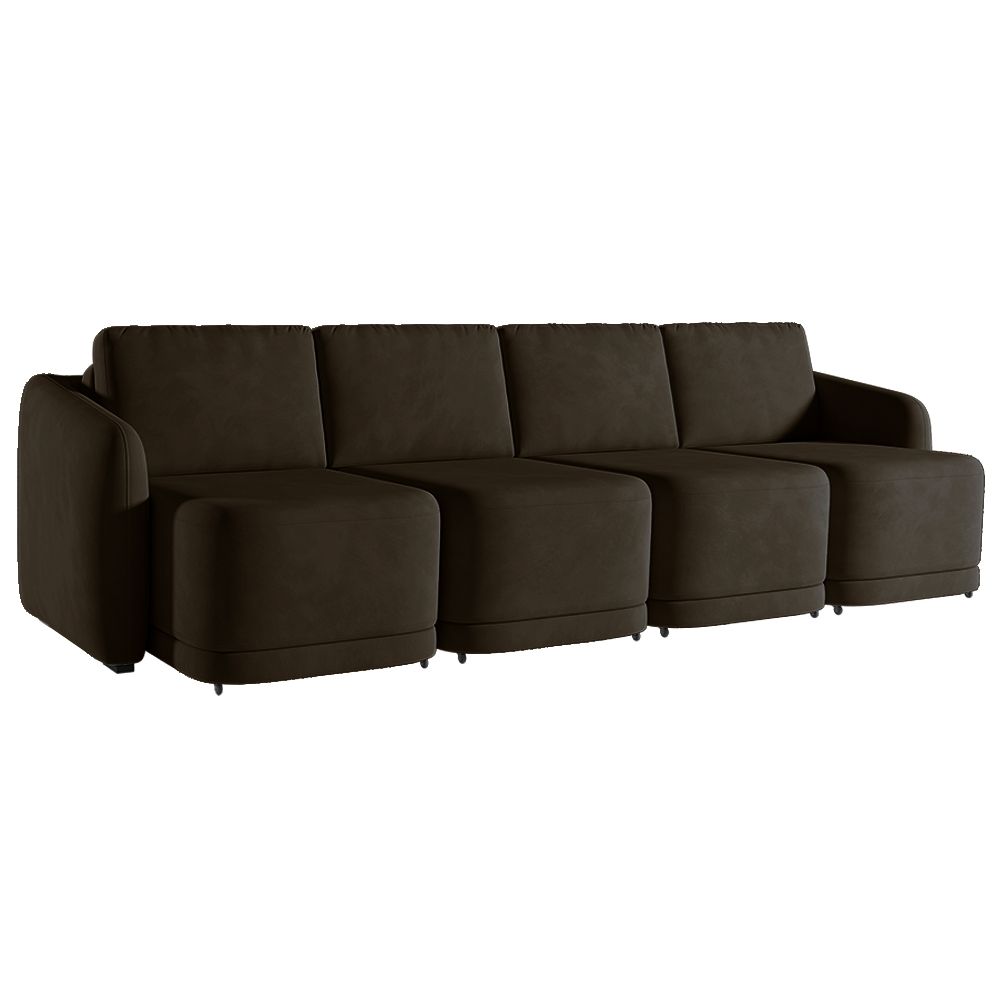 Sofá Cama Modulado Retrátil e Reclinável Decorativo Varsóvia 436cm Veludo Marrom G33 - Gran Belo