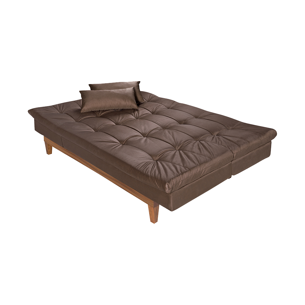 Sofá Cama Reclinável 2 Lugares Change Veludo Marrom G30 - Gran Belo