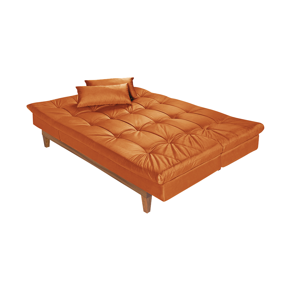 Sofá Cama Reclinável 2 Lugares Change Veludo Terracota G30 - Gran Belo