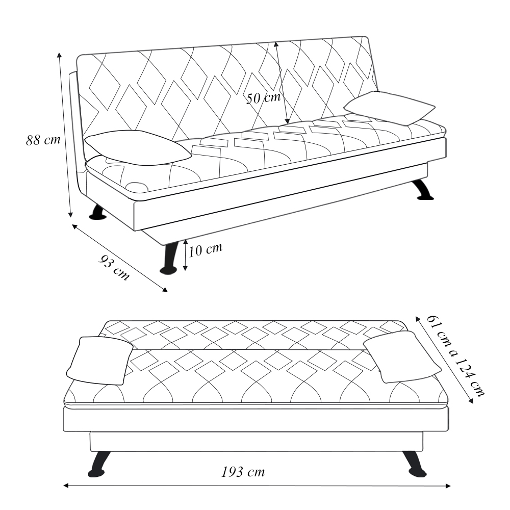 Sofá Cama Sala de Estar 193cm Belinda com Pés Alumínio Linho Cinza G45 - Gran Belo