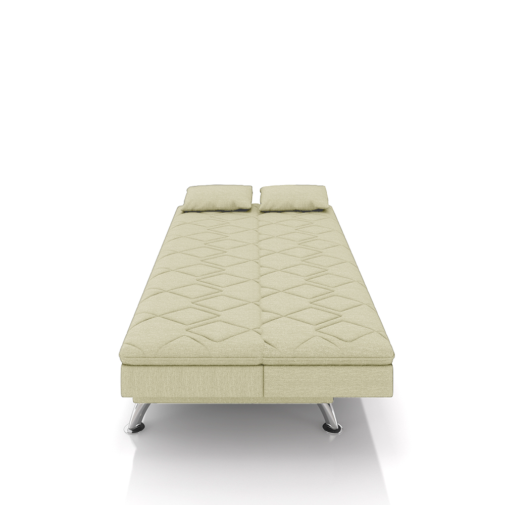 Sofá Cama Sala de Estar 193cm Belinda com Pés Alumínio Linho Off White G45 - Gran Belo
