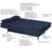 Sofá Cama Sala de Estar 193cm Belinda com Pés Alumínio Veludo Azul Marinho G45 - Gran Belo