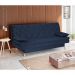 Sofá Cama Sala de Estar 193cm Belinda com Pés Alumínio Veludo Azul Marinho G45 - Gran Belo