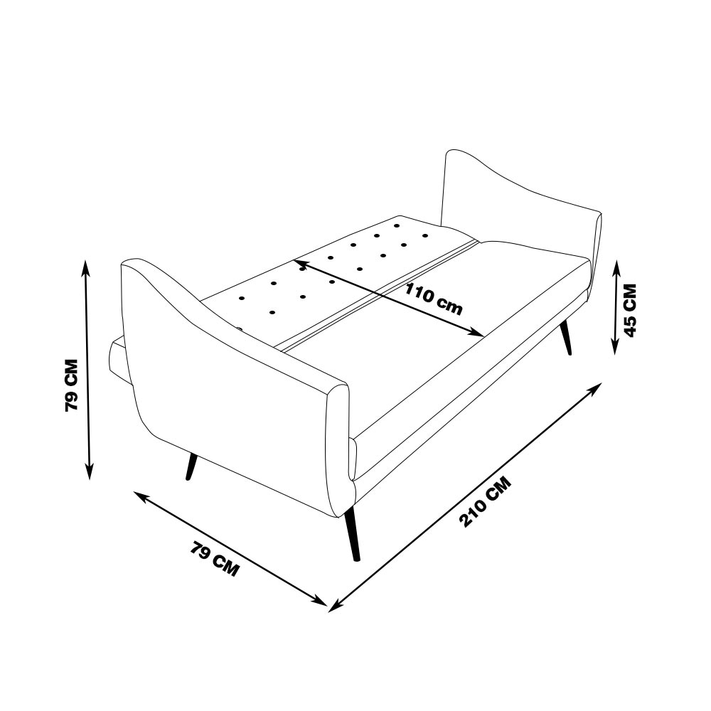 Sofá Cama Sala de Estar Pés Palito Cuddle Veludo Azul Marinho G17 - Gran Belo