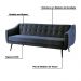 Sofá Cama Sala de Estar Pés Palito Cuddle Veludo Azul Marinho G17 - Gran Belo