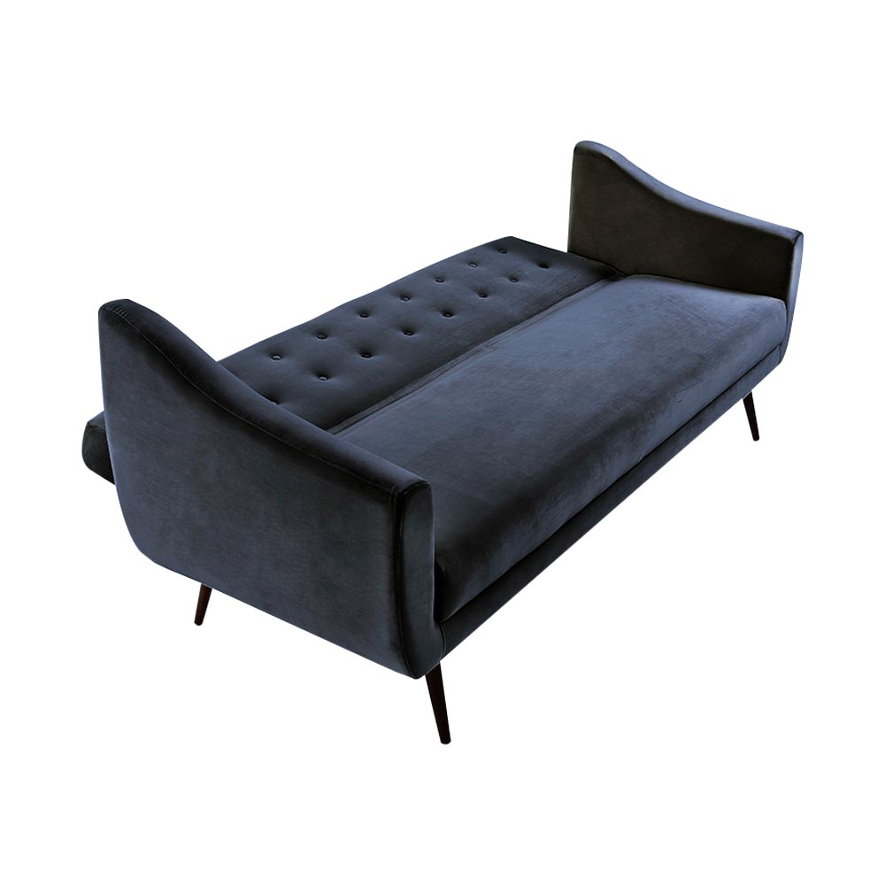 Sofá Cama Sala de Estar Pés Palito Cuddle Veludo Azul Marinho G17 - Gran Belo