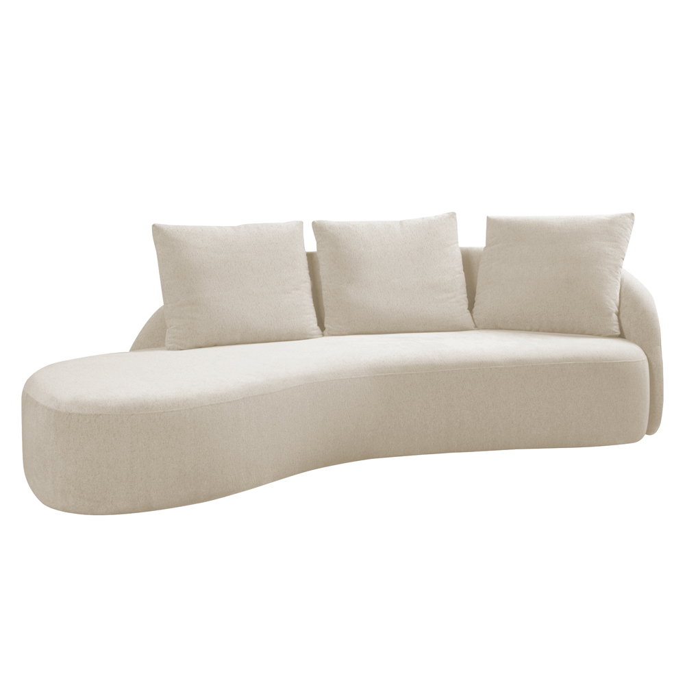 Sofá Chaise Decorativa Emilia 250cm com Almofadas Linho Bege Claro G92 - Gran Belo