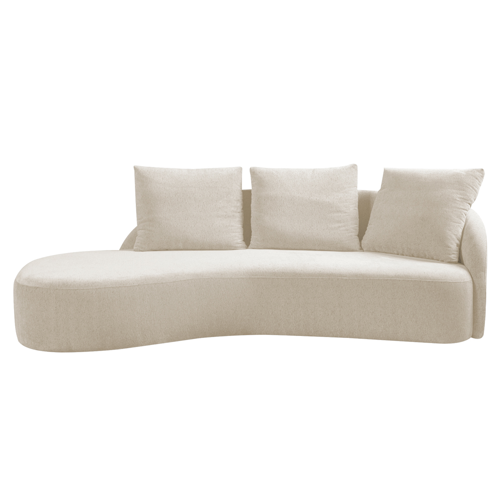 Sofá Chaise Decorativa Emilia 250cm com Almofadas Linho Bege Claro G92 - Gran Belo