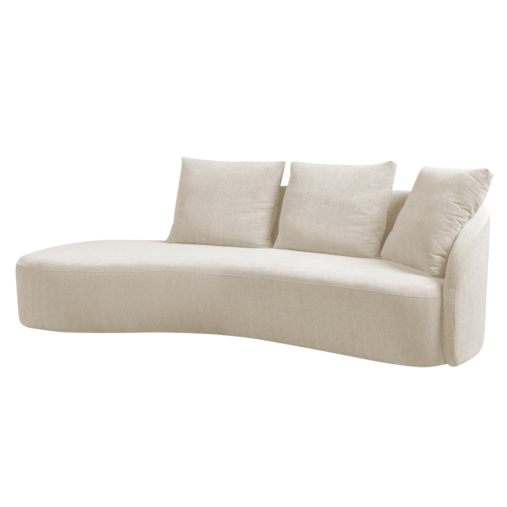 Sofá Chaise Decorativa Emilia 250cm com Almofadas Linho Bege Claro G92 - Gran Belo