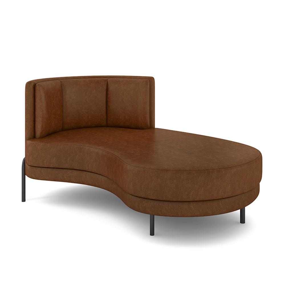 Sofá Chaise Lado Direito Downey Sala de Estar PU Marrom G15 - Gran Belo
