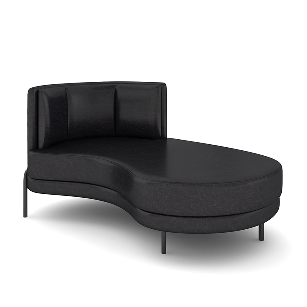 Sofá Chaise Lado Direito Downey Sala de Estar PU Preto G15 - Gran Belo