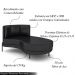 Sofá Chaise Lado Direito Downey Sala de Estar PU Preto G15 - Gran Belo