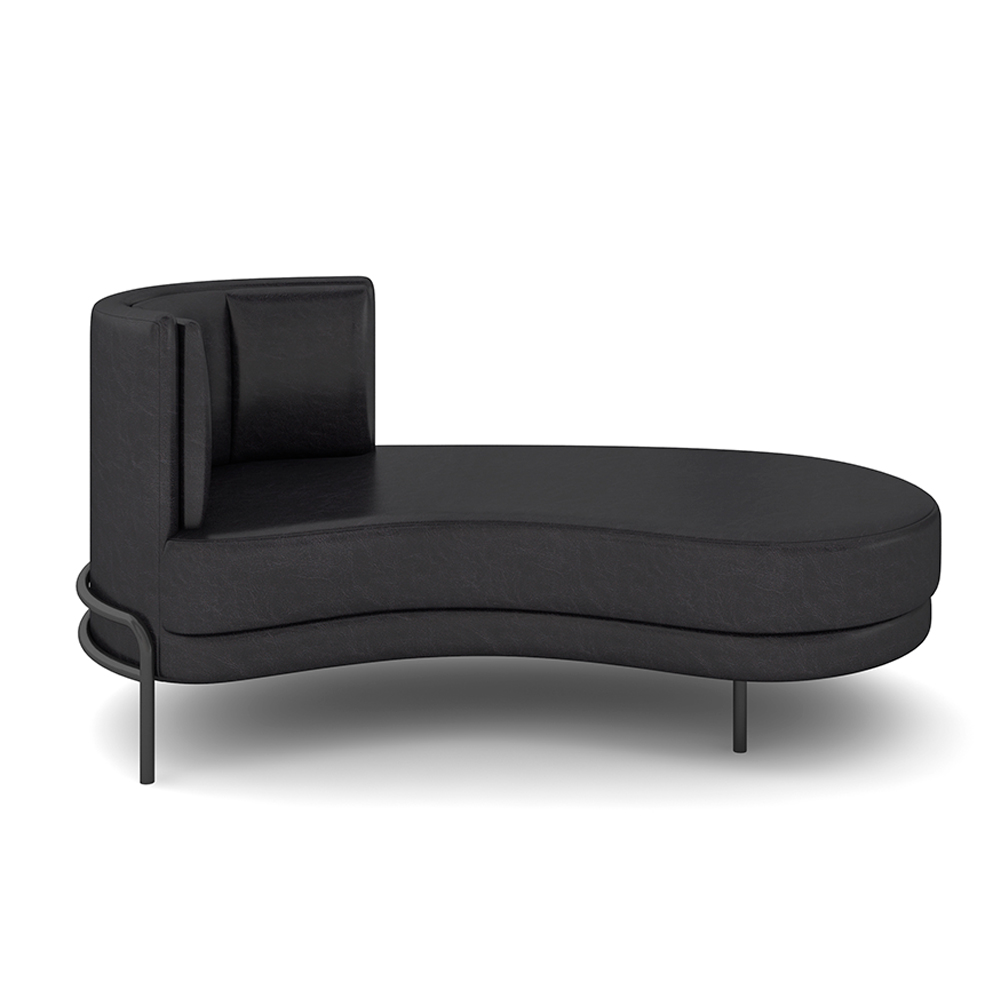 Sofá Chaise Lado Direito Downey Sala de Estar PU Preto G15 - Gran Belo