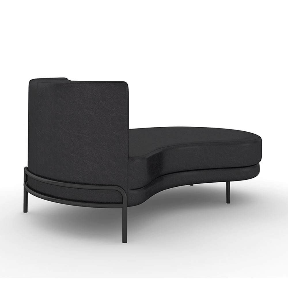 Sofá Chaise Lado Direito Downey Sala de Estar PU Preto G15 - Gran Belo