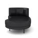 Sofá Chaise Lado Direito Downey Sala de Estar PU Preto G15 - Gran Belo