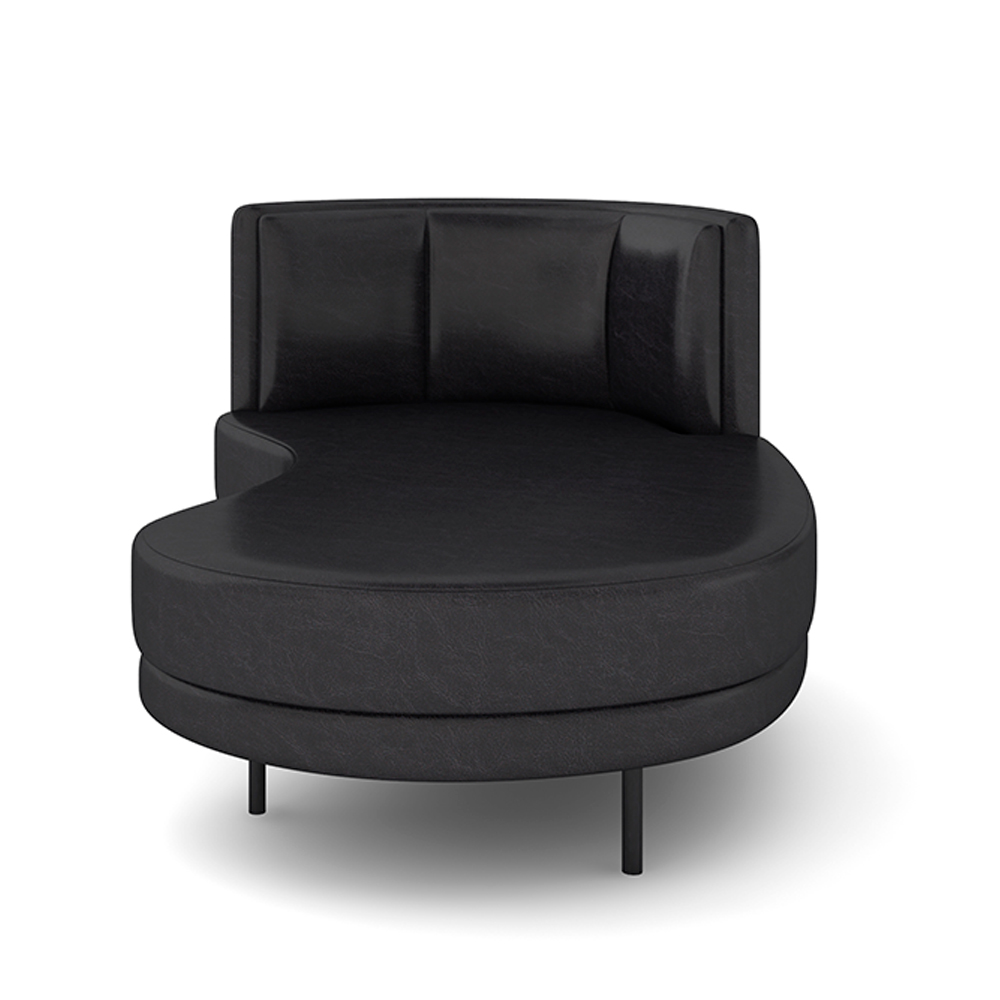 Sofá Chaise Lado Direito Downey Sala de Estar PU Preto G15 - Gran Belo