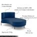 Sofá Chaise Lado Direito Downey Sala de Estar Veludo Azul G15 - Gran Belo