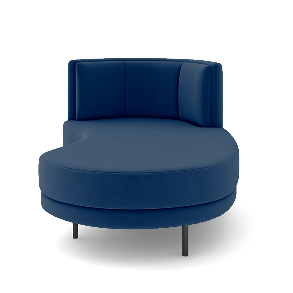 Sofá Chaise Lado Direito Downey Sala de Estar Veludo Azul G15 - Gran Belo