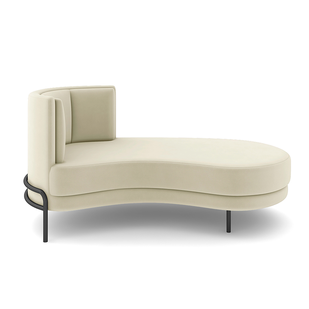 Sofá Chaise Lado Direito Downey Sala de Estar Veludo Bege G15 - Gran Belo