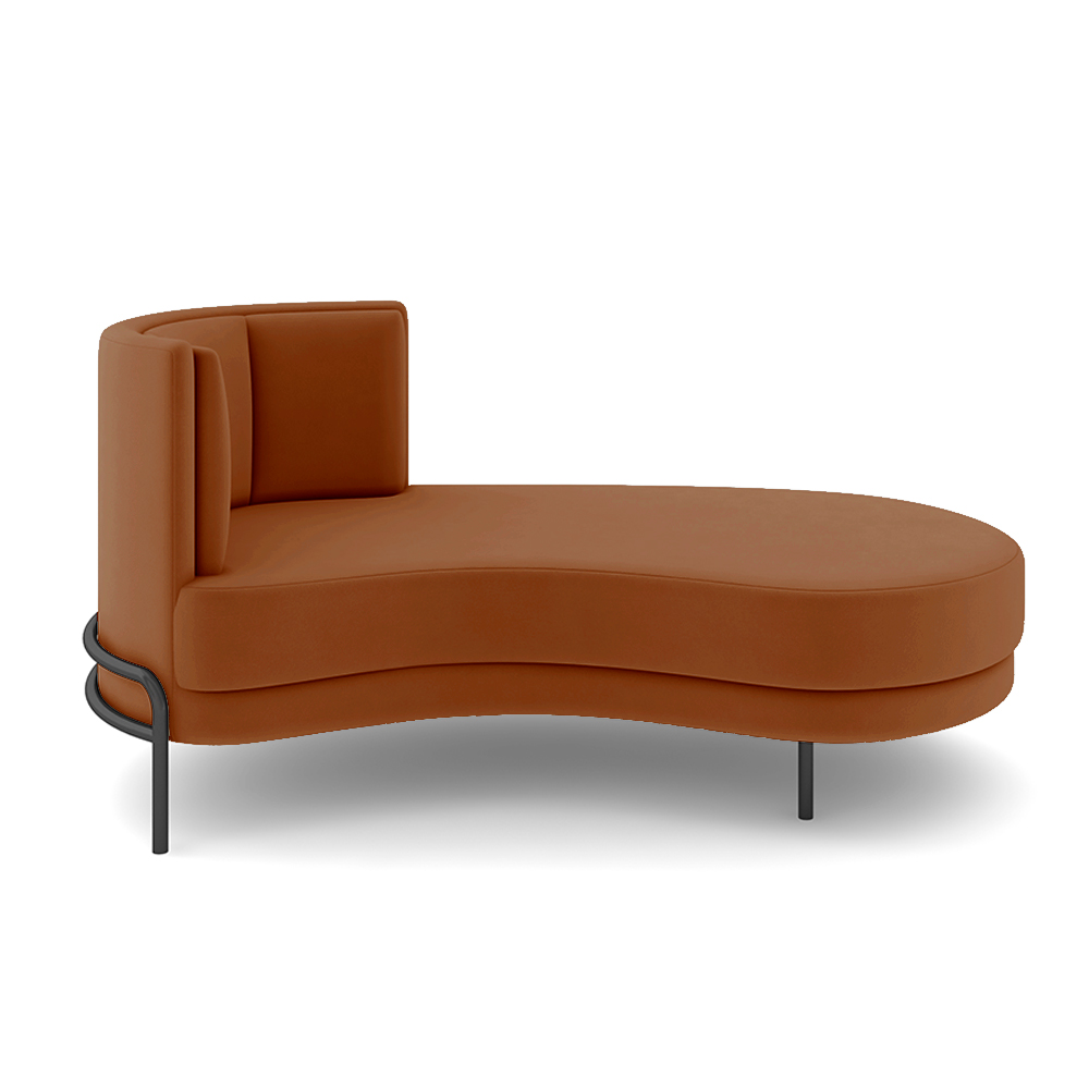 Sofá Chaise Lado Direito Downey Sala de Estar Veludo Terracota G15 - Gran Belo