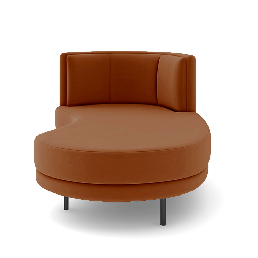 Sofá Chaise Lado Direito Downey Sala de Estar Veludo Terracota G15 - Gran Belo