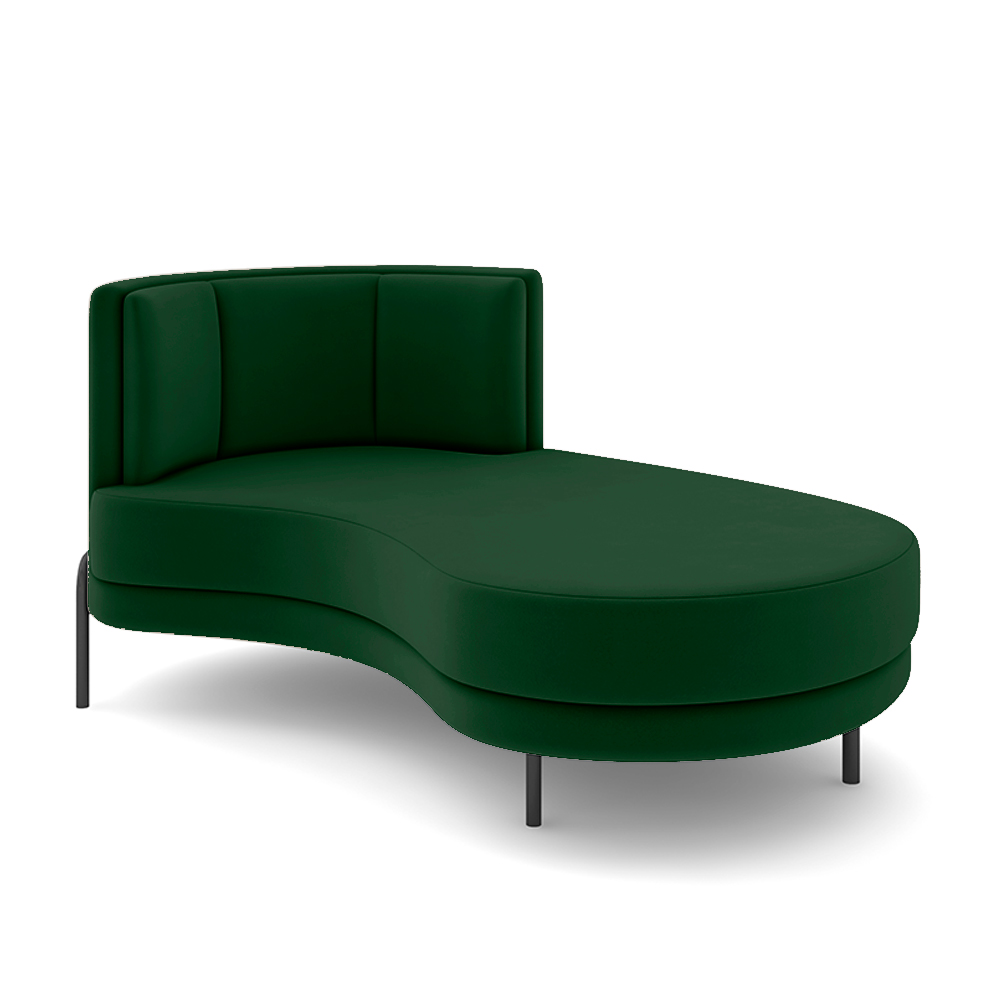 Sofá Chaise Lado Direito Downey Sala de Estar Veludo Verde G15 - Gran Belo