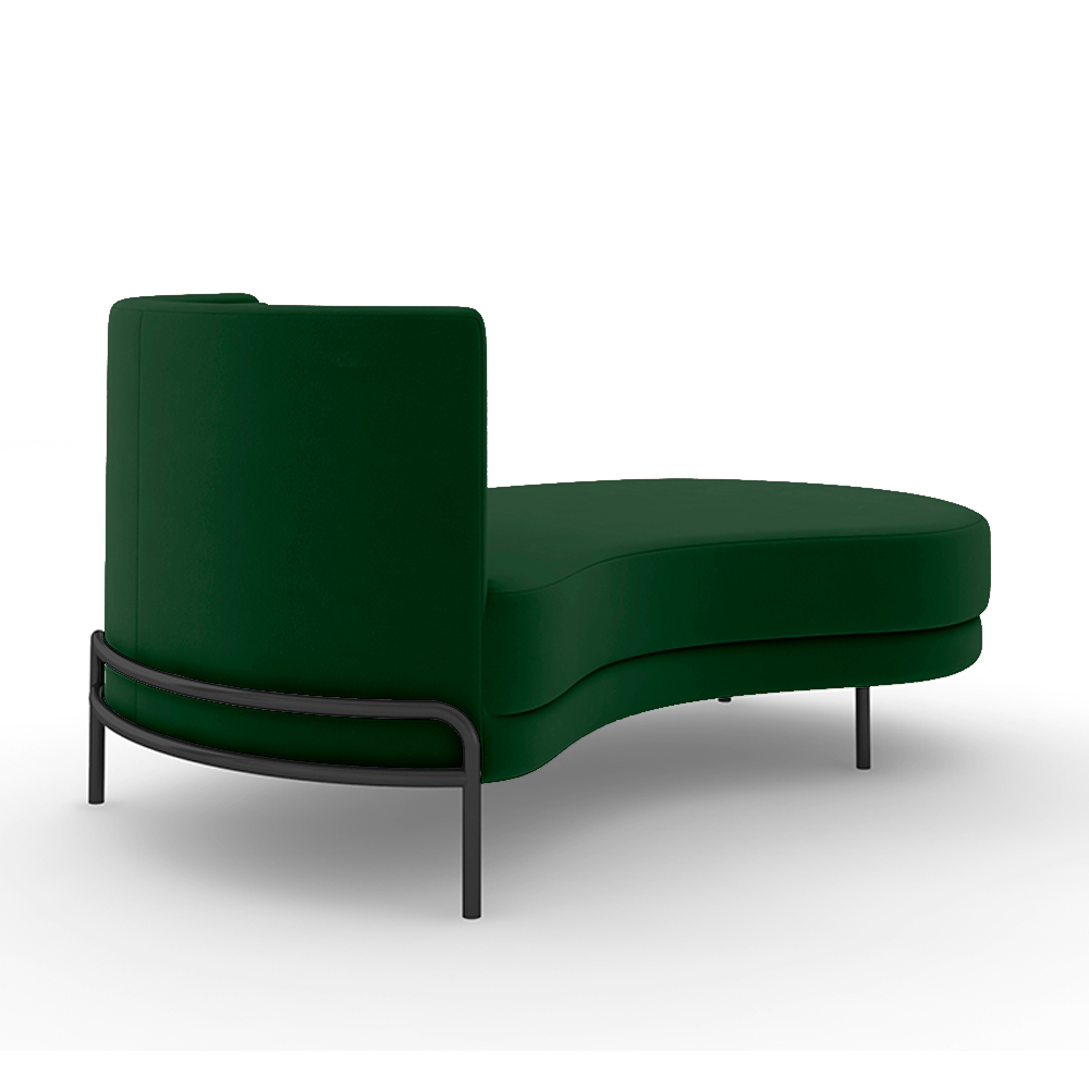 Sofá Chaise Lado Direito Downey Sala de Estar Veludo Verde G15 - Gran Belo