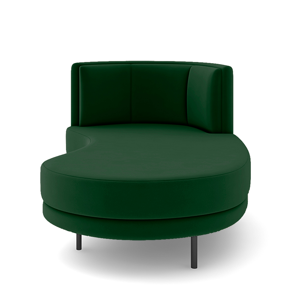 Sofá Chaise Lado Direito Downey Sala de Estar Veludo Verde G15 - Gran Belo
