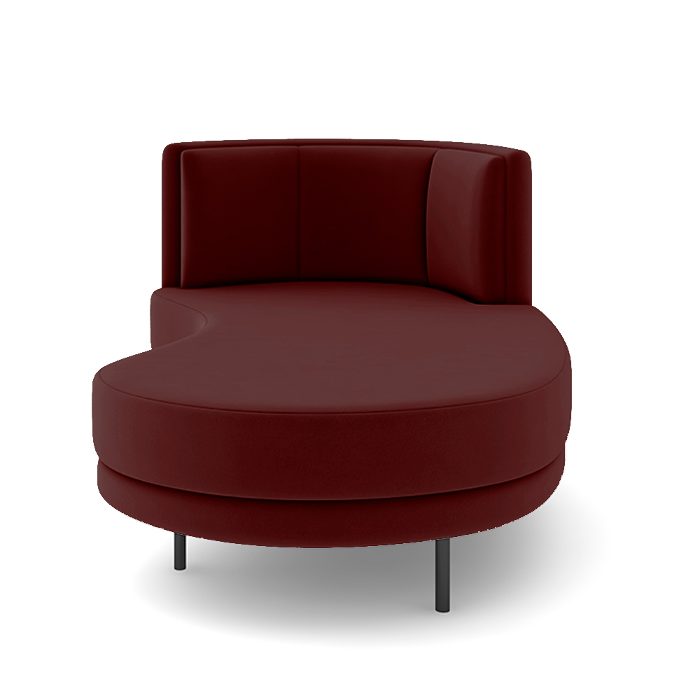 Sofá Chaise Lado Direito Downey Sala de Estar Veludo Vermelho G15 - Gran Belo