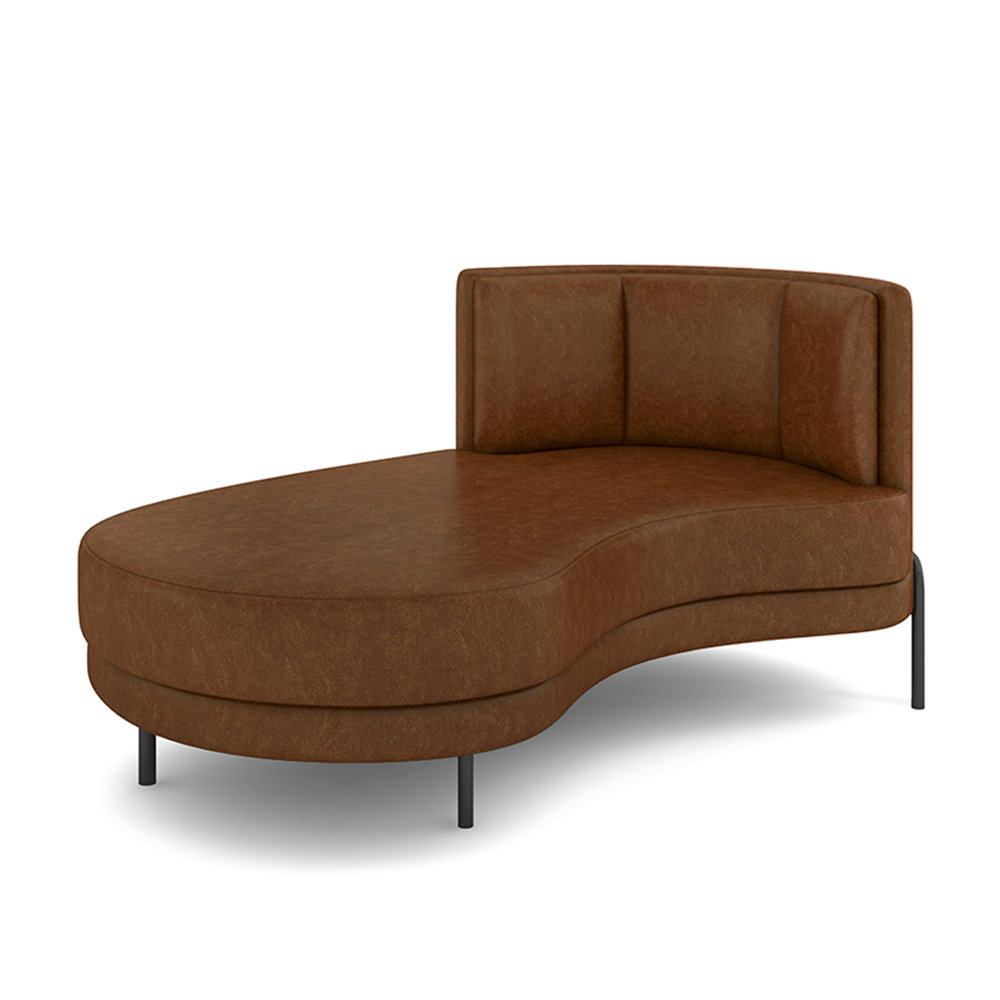 Sofá Chaise Lado Esquerdo Downey Sala de Estar PU Marrom G15 - Gran Belo