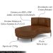 Sofá Chaise Lado Esquerdo Downey Sala de Estar PU Marrom G15 - Gran Belo