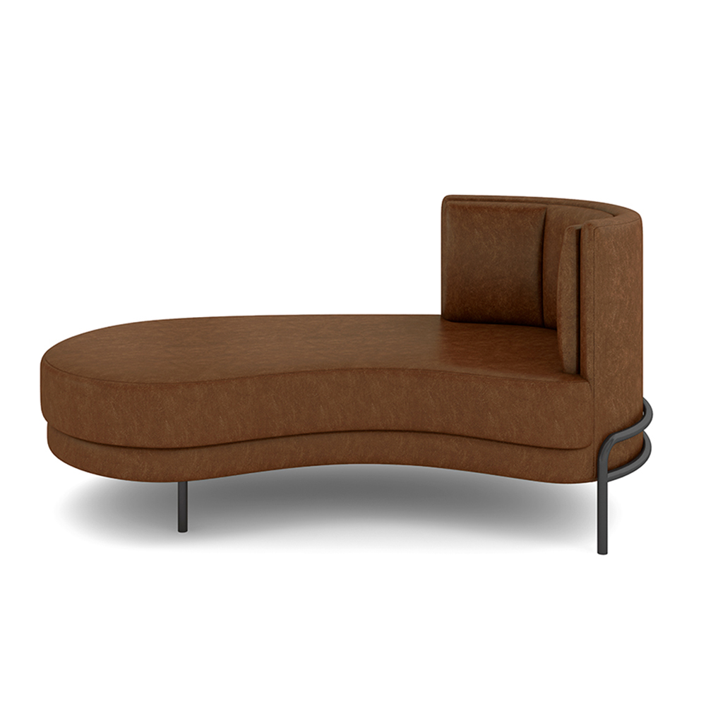 Sofá Chaise Lado Esquerdo Downey Sala de Estar PU Marrom G15 - Gran Belo