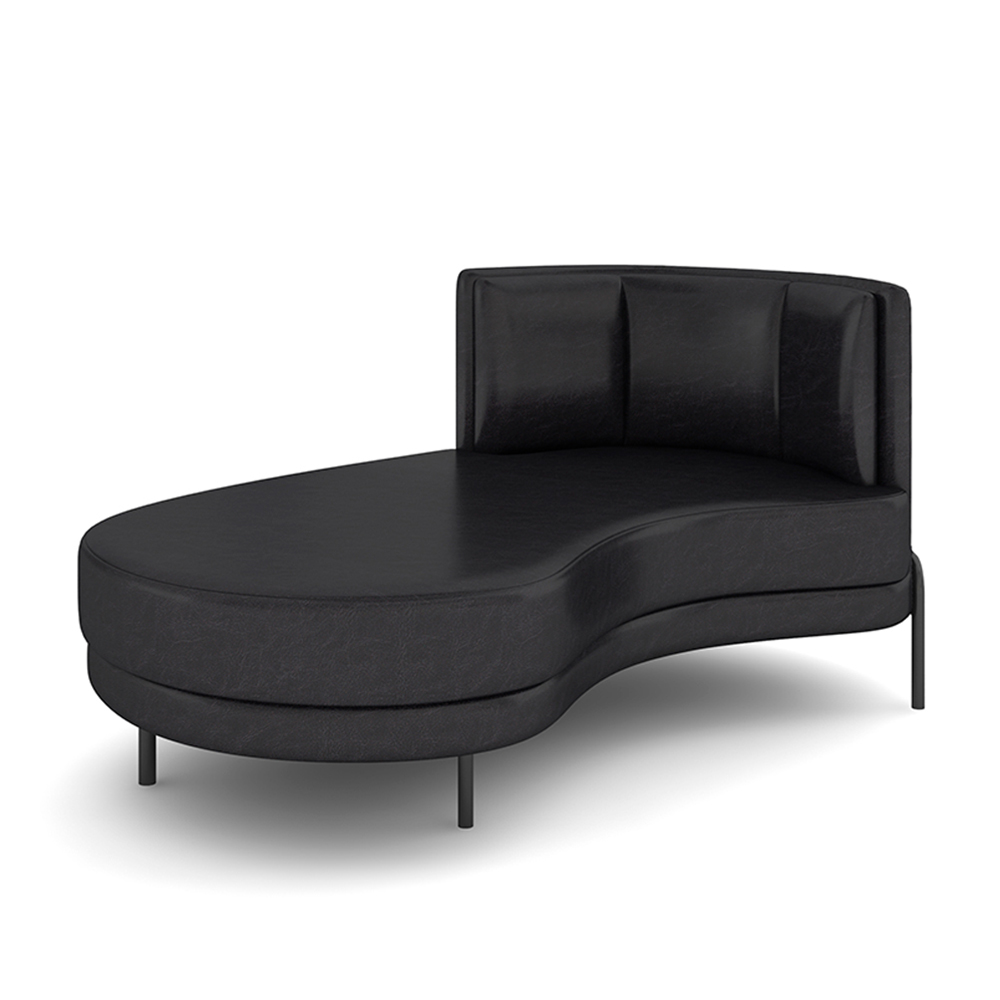 Sofá Chaise Lado Esquerdo Downey Sala de Estar PU Preto G15 - Gran Belo