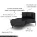 Sofá Chaise Lado Esquerdo Downey Sala de Estar PU Preto G15 - Gran Belo