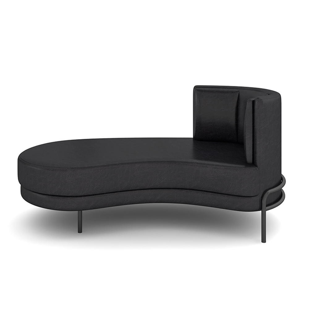 Sofá Chaise Lado Esquerdo Downey Sala de Estar PU Preto G15 - Gran Belo