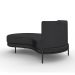 Sofá Chaise Lado Esquerdo Downey Sala de Estar PU Preto G15 - Gran Belo