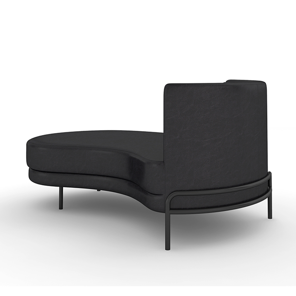 Sofá Chaise Lado Esquerdo Downey Sala de Estar PU Preto G15 - Gran Belo